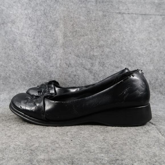 Casual Shoes Womens 8.5 Ballet Flat Slip On Loafer Ruffle Toe Black Casual Retro - Picture 4 of 11